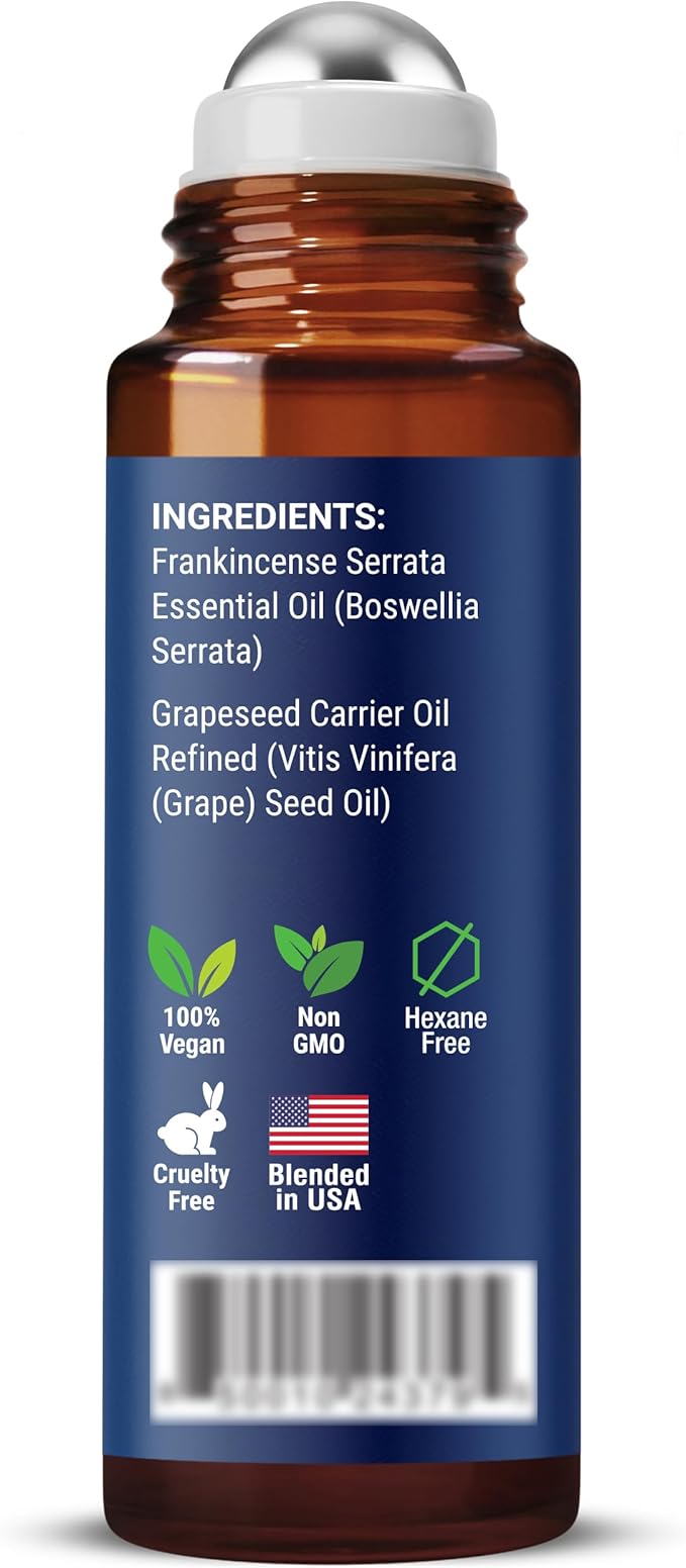 Frankincense Essential Oil Roll-On Blend 10 ml - Pure, Natural Oil with Grapeseed for Aromatherapy & Skin Care - Nexon Botanics