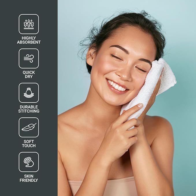 Infinitee Xclusives Luxury Wash Cloths for Showering [13x13] – 100% Cotton Washcloths [Pack of 4], Soft and Absorbent Face Towels for Bathroom Wash Clothes, Gym, and Spa (Eloquent Blue)
