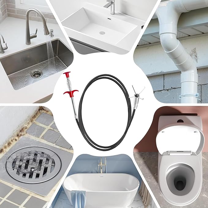 Drain Snake,33 inch Flexible Grabber Claw Pick Up Reacher Tool,Drain Clog Remover - Gutter Cleaning Tools for Home Sink, Bathroom Tub,Drain, Toilet, Tight Spaces