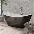 67 in Acrylic Freestanding Bathtub, Contemporary Stand Alone Tub,Black Soaking Tub, Oval Bathtub with Chrome Overflow and Drain, CUPC Certified