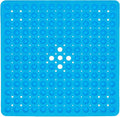 ENKOSI Non-Slip Square Shower Mat 21 x 21 inch – Anti-Slip PVC Bath Mat for Inside Shower Stalls – Durable Shower Floor Mat with Suction Cups and Drain Holes (21x21 Clear Blue)