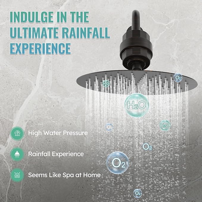 SunCleanse Shower System - 12 Inch Dual Filtered Rainfall Shower Head Combo- High Pressure 3 Spray Mode Showerhead-Included Rough in Valve and Trim Kit, Oil Rubbed Bronze