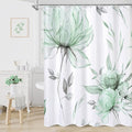 Extra Long Boho Watercolor Floral Shower Curtain 72 x 84, Green and Grey Ink Painting Style Flower Shower Curtains for Chic Elegant Bathroom, Artistic XL Fabric Cloth Shower Curtain