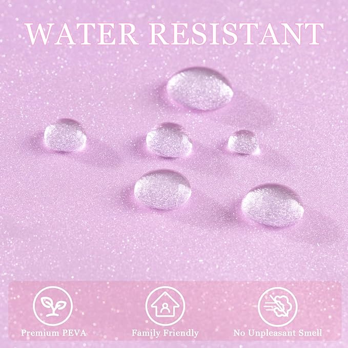 Dreamy Pink Glitter PEVA Shower Curtain Long 75 Length, Waterproof Plastic Sparkle Shower Curtain Liner with 3 Weighted Magnets, 72x75 Shimmery Bathroom Rose Décor Shower Curtain