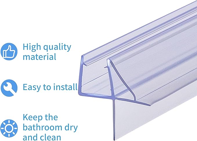 Shower Door Bottom Seal 2-Pack 1/4" x 36" Frameless Glass Shower Door Seal Strip Stop Leaks and Create a Water Barrier Replacement Shower Cubicle Screen Seal Strip