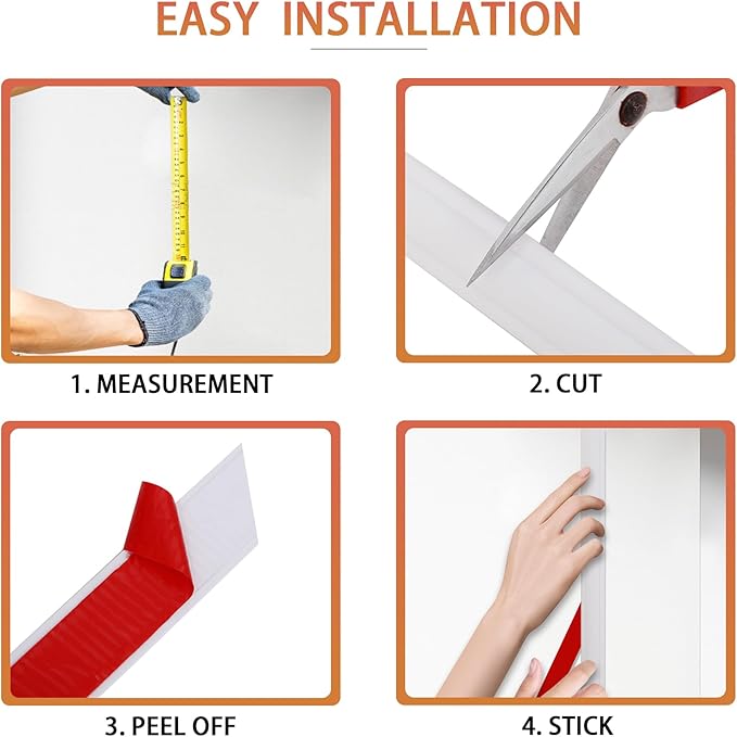 Peel and Stick Chair Rail Panel Molding, 240''L x 0.9''W Strong Self Adhesive TPE Wall Moulding Trim for Home DIY Decoration (Paintable White)