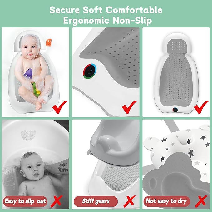 Baby Bath Support Newborn Bathtub with Thermometer,Foldable Baby Tubs for Newborns Baby Bathtub,Soft Sink Baby Bath Tub for Newborn Tub Infant Bathtub Baby Bather,Baby Tub Baby Bath