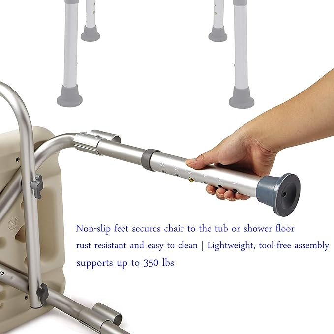 Replacement Feet for Shower Chair Bath Seat, Shower stools and Transfer Bench, Non-Skid Shower Bench and Tub Transfer Benches Rubber Suction Cup Feet, Metal Insert Reinforced (1-1/8" I.D, Grey)