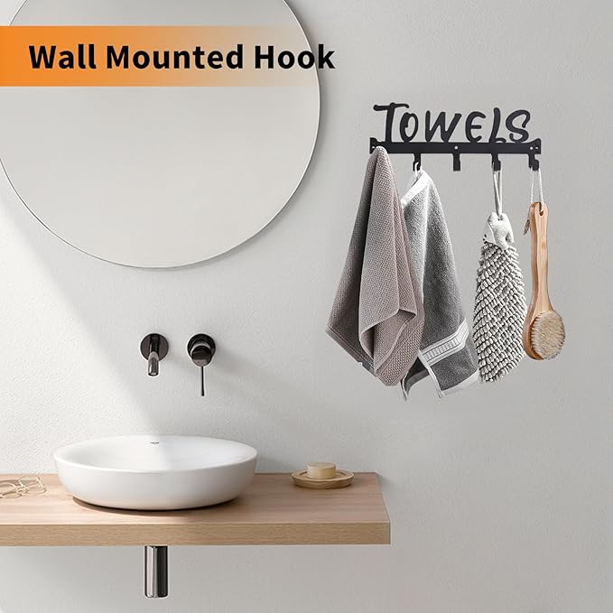 Over The Door Hook - 5 Coat Hooks Towel Rack for Bathroom & Bedroom (Pink)