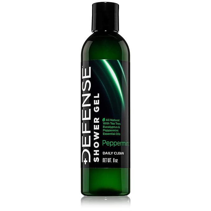 Defense Soap Peppermint Tea Tree Body Wash | All Natural Organic Shower Soap for Athletes | Odor Control & Skin Fungal Protection for Sports, Post Workout & Recovery - 8 oz