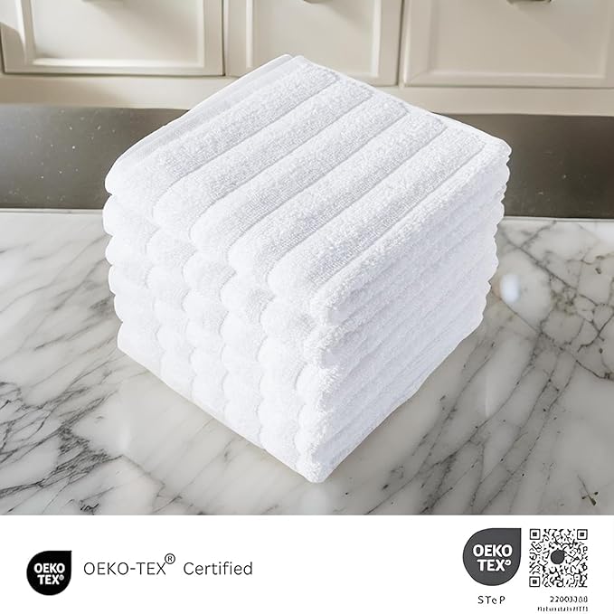 Classic Turkish Towels CTT Premium 6 Piece Hand Towels Set, 100% Turkish Cotton, Quick Dry & Comfy Towels for Hotel & Spa, Highly Absorbent | 20"x32" (White)