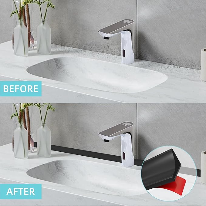 Shower Threshold Water Dam,Walk in Shower Water Guard, Shower Dam Water Barrier Bathroom Sink Splash for Dry And Wet Separation Caulk Seal Strip Edge Trim (98Inch, Black)