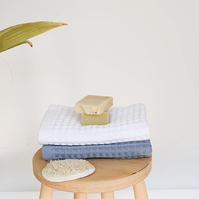 sea me at home Waffle Hand Towel – 100% Turkish Cotton, Quick-Dry, Soft and Absorbent Bathroom Towel