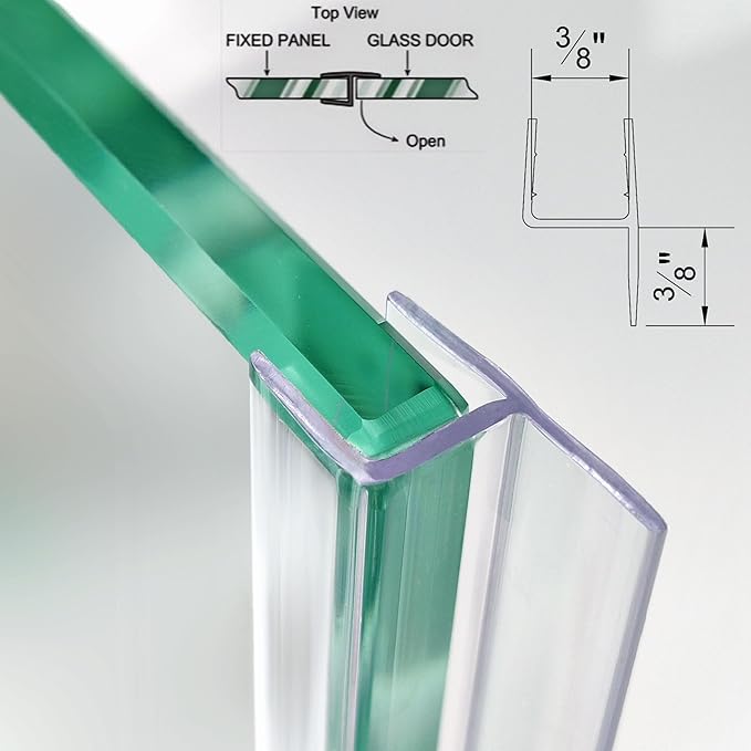 Shower Door Seal Strip Kits Set of 3 Polycarbonate Include 2 PCS 84" Side Seals and 1 PCS 36" Bottom Seal for 3/8"(10mm) Thick Glass