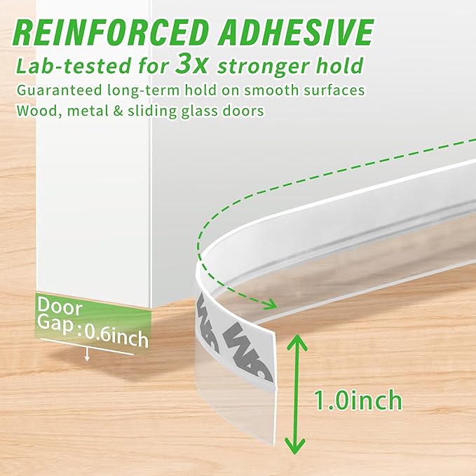 Weather Stripping Door Seal – 100% Silicone, 33ft Strong Adhesive, Flexible Sealing for Gaps & Drafts, Perfect for Energy Efficiency and Weatherproofing