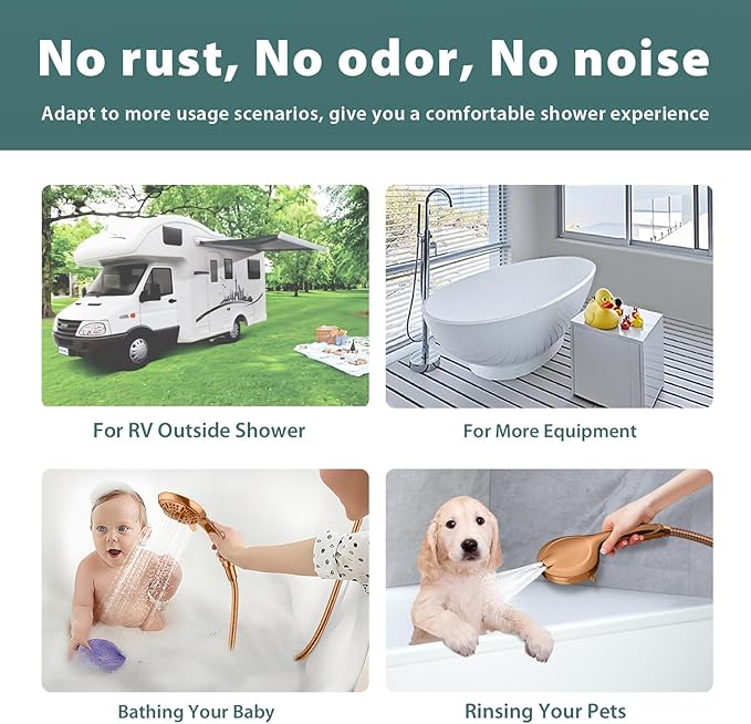 Shower Hose Replacement For Cleaning 304 Stainless Steel Shower Head Hoses 59 Inches High Pressure Bidet Hose Flexible Rose Gold Extension Showerhead Hoses Extra Long (Rose Gold, 58 In)