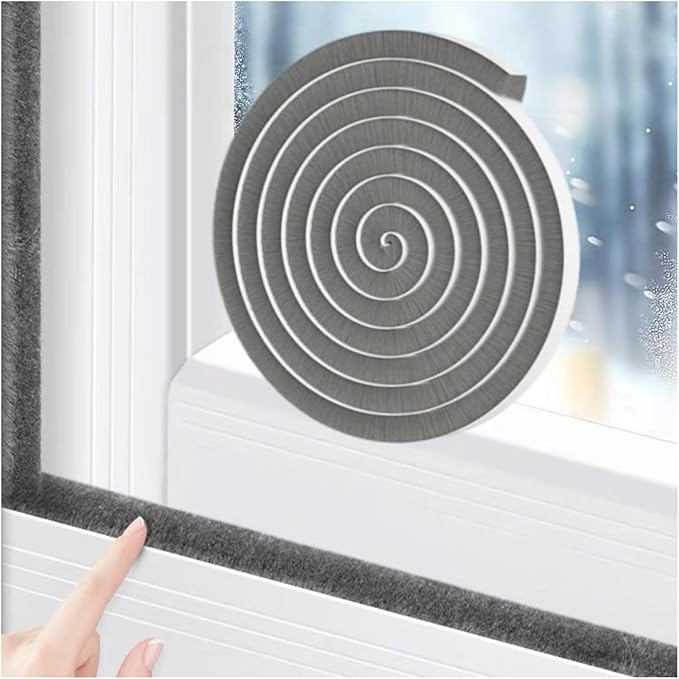 Window Weather Stripping Door Seal, 16.5FT Self-Adhesive Soundproofing Weather Strip for Exterior Door Frame Window Winter Insulation Noise Cancelling Window Inserts, 0.35in x 0.2in, Gray