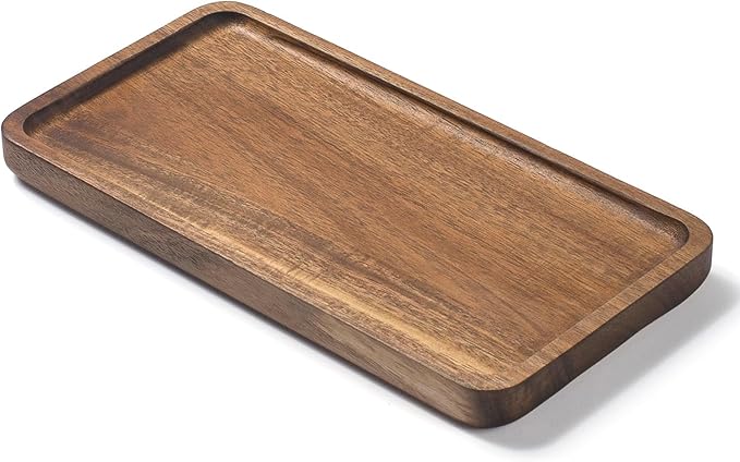 Bathroom Vanity Tray, Bathroom Tray for Counter, Toilet Tank Tray, Wood Bathroom Tray for Organizing and Home Decor (9.8 x 5.1 x 0.8 inch)