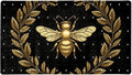Bath Tub and Shower Mats, Non Slip Bathmat with Drain Holes and Suction Cups for Bathroom Floor, 15.1 x 26.8 Inch (Embroidery Art Golden Bee with Wreath)