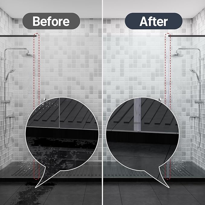 AmazerBath 5 PCS Shower Door Side Seal Strip -15.75 Inches x 5, 5 Sections Segmented Shower Installation Kit, Frameless Glass Door Seal Strip - Suitable for 1/4 Inch Glass