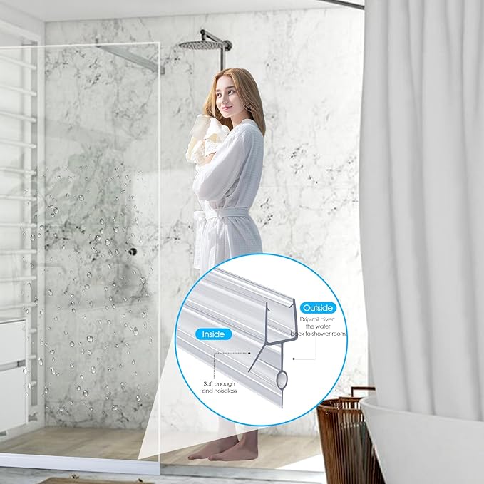 POZIA Clear Frameless Glass Shower Door Bottom Seal | Shower Door Sweep for Leak-Proof, Quick Installation to Create Reliable Water Barrier (1PACK-1/4in-22mm Gap)