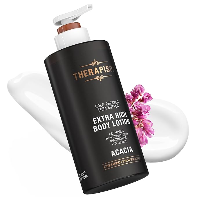 THERAPISPA Scented Body Lotion for Women – Deep Hydration Moisturizer with Shea Butter, Ceramides & Panthenol for Dry Skin – Loved by All Genders (Acacia, 17.0 fl oz)