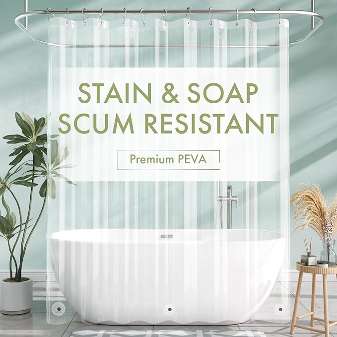 AmazerBath Extra Long Shower Curtain Liner, Clear, 84 Inches Long, 72x84 Plastic Curtain Liner, Cute PEVA Tall Shower Liner for Bathroom with 3 Magnets