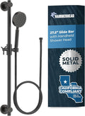 HammerHead Showers® SOLID METAL 27.5 Inch Shower Slide Bar Set and Handheld Shower Head with Hose — OIL RUBBED BRONZE — 1.75 GPM Low Flow Spray Wand — Easily Adjust Height & Angle of Handshower