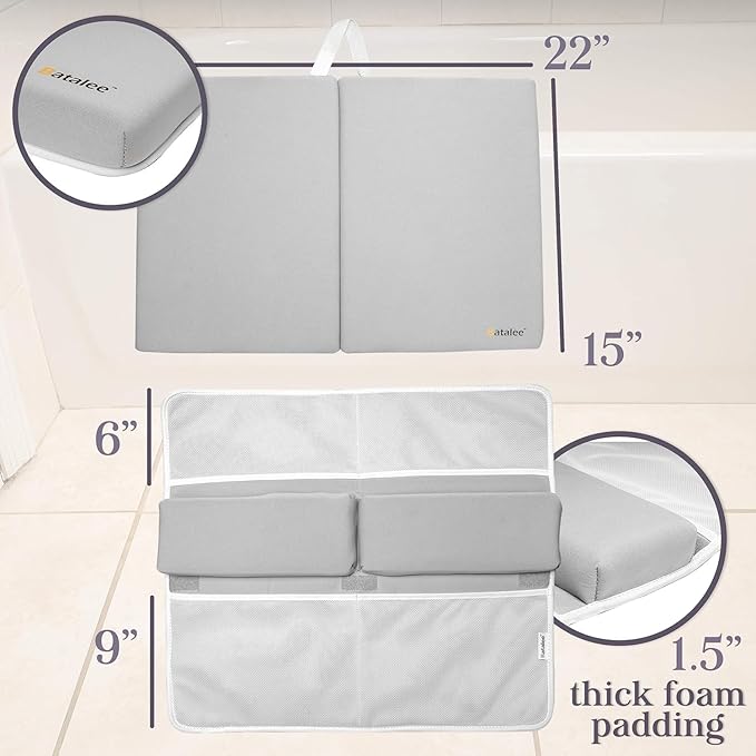 Bath Kneeler, Baby Bath Kneeler and Elbow Rest Pad Set, Kneeling Pad for Bathing Baby, Knee Pads for Bathing Babies (Gray, X-Large (22 Inches × 15 Inches))
