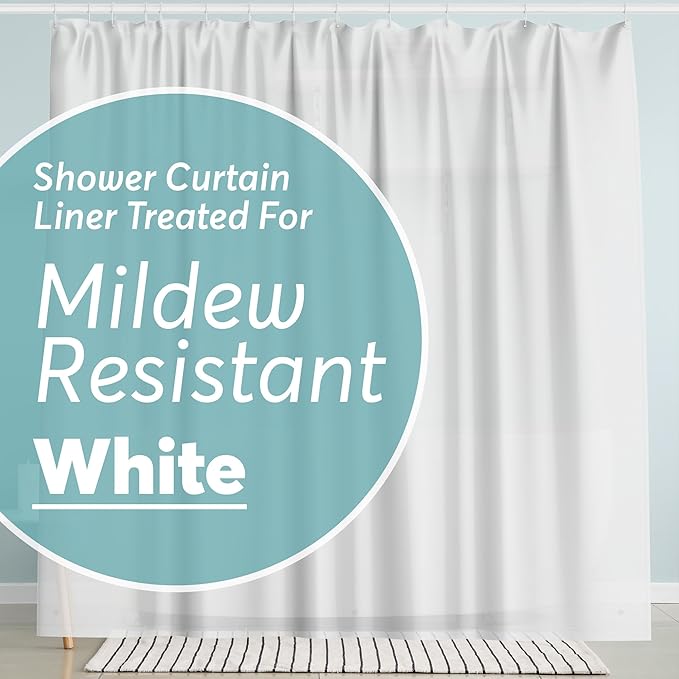 BigFoot Shower Curtain Liner – 72 x 72 PEVA Premium Shower Curtain with Rustproof Metal Grommet and 3 Magnetic Weights – Odor Free and Compatible with Standard Showers, White