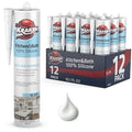 Kraken Bond Premium Kitchen and Bathroom Silicone Caulk White - (12x10.1 fl.oz) RTV White Caulking Silicone Waterproof for Kitchen, Bathroom, Shower, Sink, Anti Shrink 100% Silicone Caulking | 12 Pack