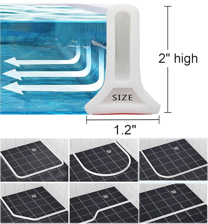 39Inch Collapsible Shower Threshold Water Dam 2" High Shower Barrier Water Stopper 2" Tall Shower Water Guard To Keep Water In Shower Dry And Wet Separation Bathroom Wheelchair Accessible