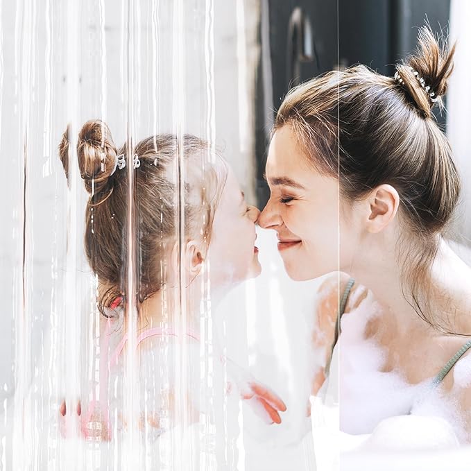 AmazerBath Shower Curtain Liner 2 Pack, 72 x 78 Inches PEVA Plastic Shower Liner with 3 Weighted Stones and 12 Rustproof Metal Grommet, Lightweight Waterproof Shower Curtain - Clear