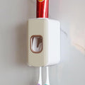 2 Slot Toothbrush Holder and Toothpaste Dispenser Wall Mounted, Automatic Toothpaste Squeezer, 2 in 1 Tooth Brush Toothpaste Organizer for Shower (Ivory Yellow)