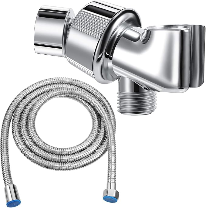 Mimorou 79 Inch Stainless Steel Shower Hose with Adjustable Shower Arm Holder and Head Replacement (Silver)