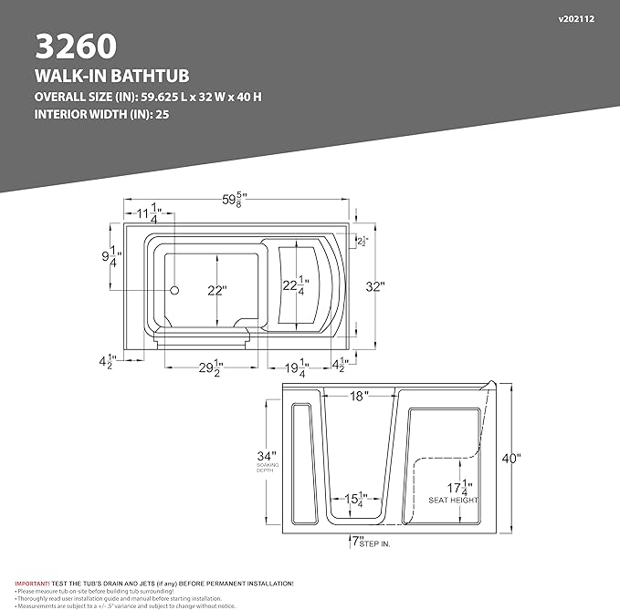 ANZZI Tubs Series Right Drain Quick Fill Walk-In Whirlpool and Air Tub with Powered Fast Drain in Biscuit Finish 32 in. x 60 in. | AMZ3260RBD