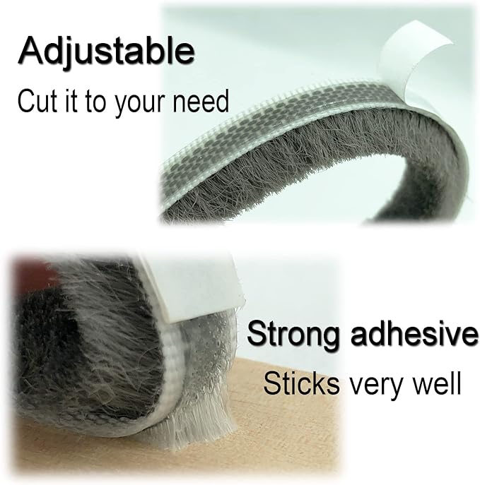 Weather Stripping Brush for Sliding Windows/Doors Frame Side,Pile Self Adhesive Weatherstrip Seal Strip Sealer Draft Stoppers (16.5ft x11/32 x 11/32 Brush inch, White)