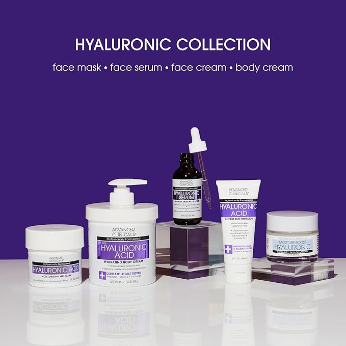 Advanced Clinicals Hyaluronic Acid Moisturizer Body Cream W/Vitamin E | Hydrating Cream & Body Lotion For Women & Men To Help Improve Look of Wrinkles, Dry Skin, Crepey Looking Skin, 16 Ounce