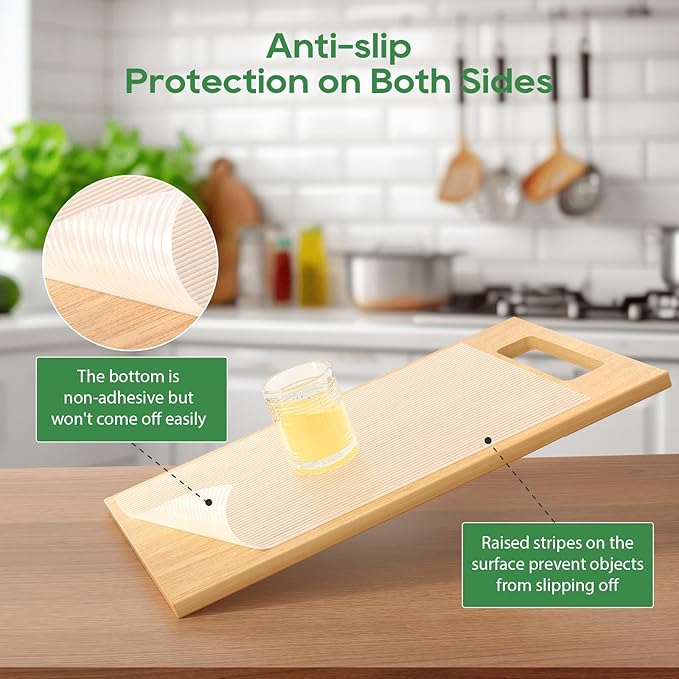 Anoak Shelf Liner Cabinet Liner, Non Adhesive Drawer Liner, Washable 17.5 Inch x 20 FT(240 Inch) x 2Rolls Waterproof Durable Non-Slip Shelf Liner for Kitchen, Drawer, Refrigerator Stripe Clear
