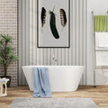 Mocoloo 59 Inch Freestanding Bathtub - Acrylic Soaking White Tub for Bathroom Stand Alone Ergonomic Modern Bathtub with Overflow and Black Offset Drain