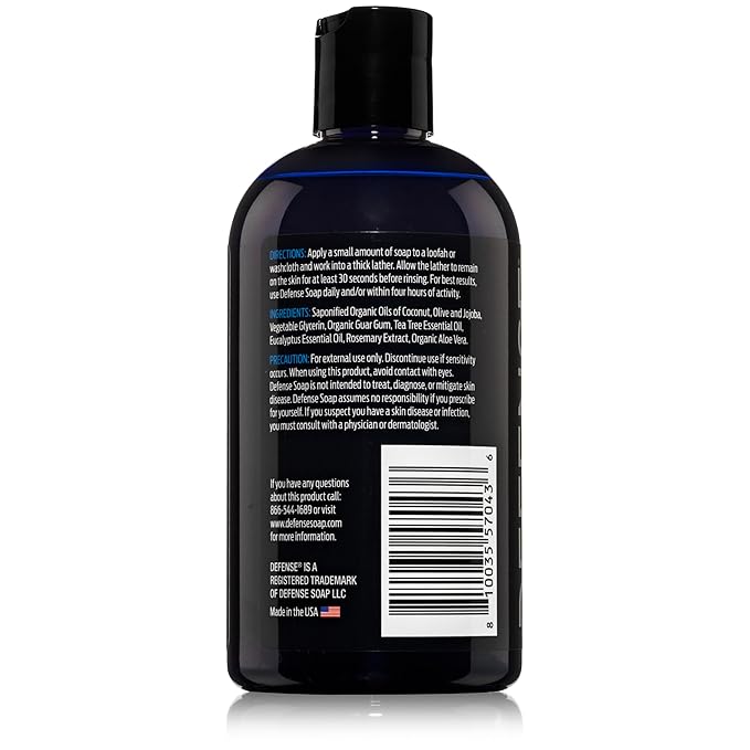 Defense Soap Tea Tree Body Wash (Original + Peppermint) | All Natural Organic Shower Soap for Athletes | Odor Control & Skin Fungal Protection for Sports, Post Workout & Recovery - 12 oz (Pack of 2)