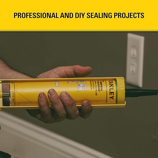 Stanley S421 All-Purpose RTV Silicone Sealant(1 x 10.1 fl.oz.) – 100% Waterproof Clear Caulk | Industrial-Grade Silicone for Kitchen, Bathroom, Shower, Window, Door, Indoor & Outdoor Use | 1 Pack