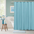 AooHome Extra Long Shower Liner, Fabric Bathroom Curtain with Hooks for Hotel, Weigthed Hem, Waterproof, 72 x 84 Inch, Blue