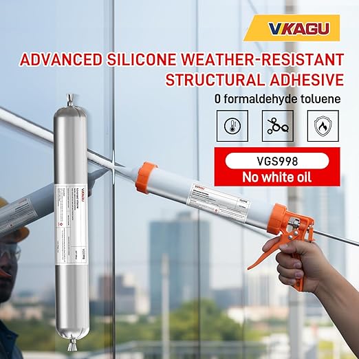 VGS998 Sausage Pack Silicone Sealant for Stone Curtain Wall 6 Pack –19.95 Fl Oz – White Concrete Crack Repair, Non-Sag Silicone Caulk for Foundation, Walls