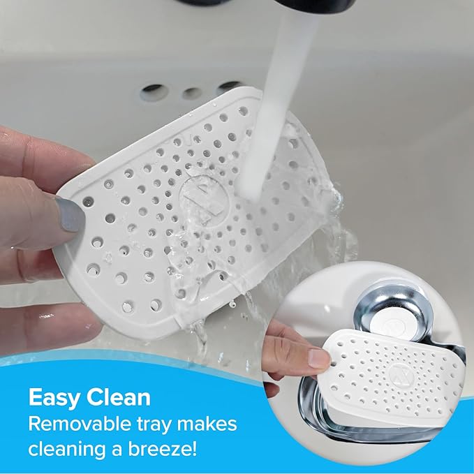 SlipX Solutions Strong Hold Soap Saver, Suction Cup Soap Holder, Must Have Universal Kitchen & Bathroom Shower Accessories (Chrome Finish, Single Tray)