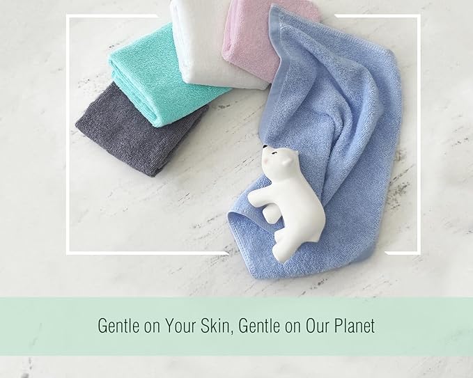 12 Pack Washcloths 13" x 13" - Soft Wash Cloths for Your Face Towel, Viscose derived from Bamboo & Cotton Blend Wash Cloths for Your Body (White)