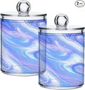 MNSRUU 2 Pack Qtip Holder Organizer Dispenser Liquid Shiny Blue Bathroom Storage Canister Cotton Ball Holder Bathroom Containers for Cotton Swabs/Pads/Floss