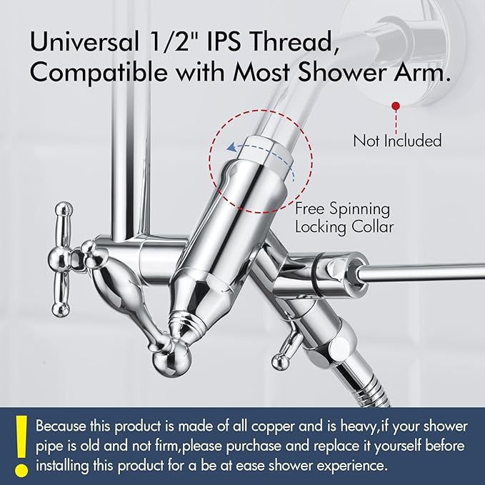 Bagnolux Solid Brass 6" High Pressure Rain Shower Head Combo with 21" Extension Arm - Wide Rainfall Showerhead with 3.3" Handheld Water Spray - Adjustable Dual Showerhead with 71" Shower Hose, Chrome