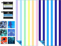 2 Pack Microfiber Lightweight Thin Beach Towel Sand Free Quick Dry Super Absorbent Large Towels for Swimming Pool Yoga Gym Travel Vacation Beach Accessories Essentials Stripes