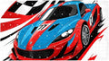 Bath Tub and Shower Mats, Non Slip Bathmat with Drain Holes and Suction Cups for Bathroom Floor, 15.1 x 26.8 Inch (Red and Blue Race Car with Checkered Flag)